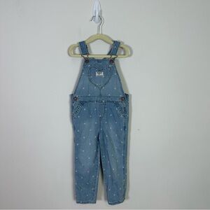 Oshkosh B'Gosh Toddler Girl Vestbak Hearts Print Overalls Size 4 T